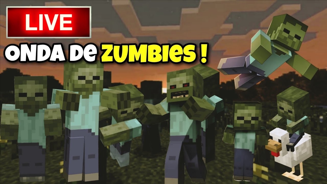 UMA ONDA DE ZUMBI ENTROU NO MEU MINECRAFT!!!!!