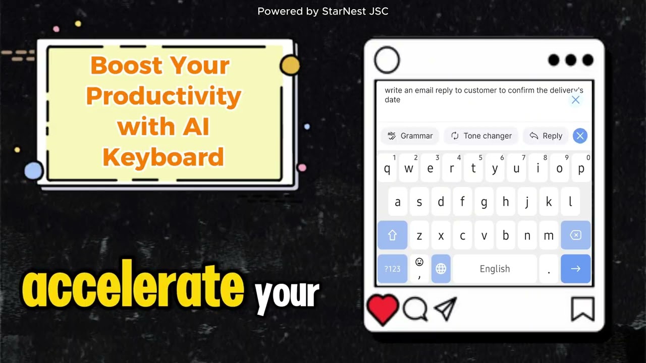 AI Keyboard: Chatbot, Grammar - Video 60 Learning English (16.9)