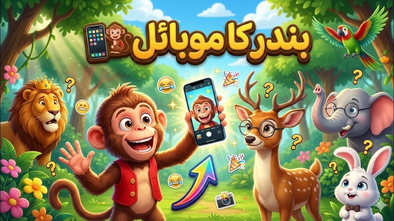بندر کا موبائل 🐒📱 | مزاحیہ بچوں کی کہانی | سبق آموز اردو کہانی#moralstory #kidslearning 
