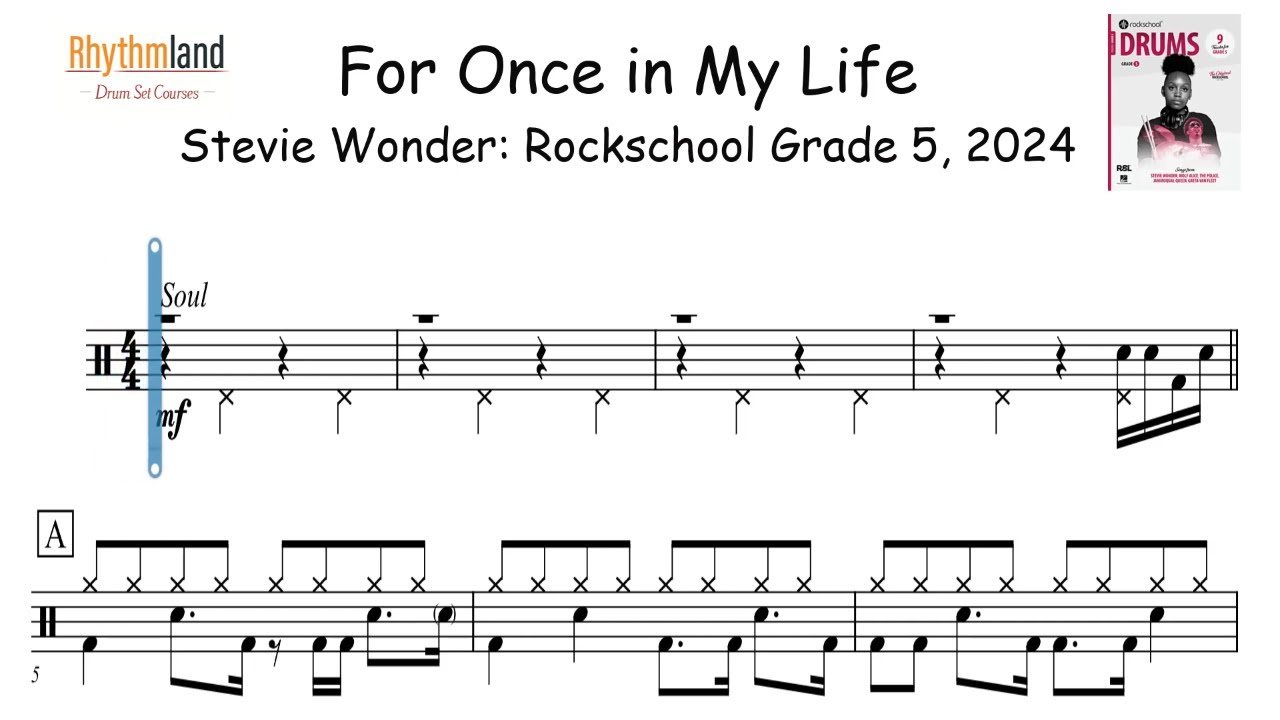 'For Once In My Life' - Rockschool Grade 5 drums 2024