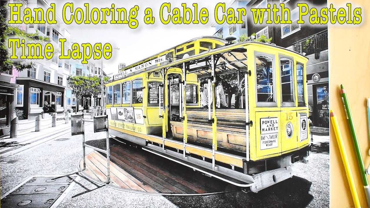Wednesday Art Time Lapse #22: Cable Car - Hand Coloring Black and White Photo with Pastels