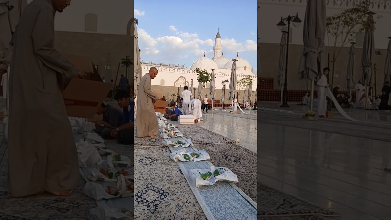 Masjid Quba Iftar time 🕍 beauty#masjid #madina #live