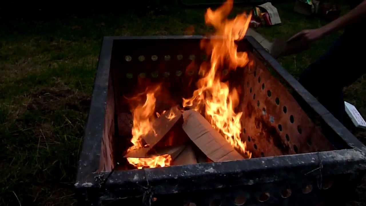 Burning cardboard