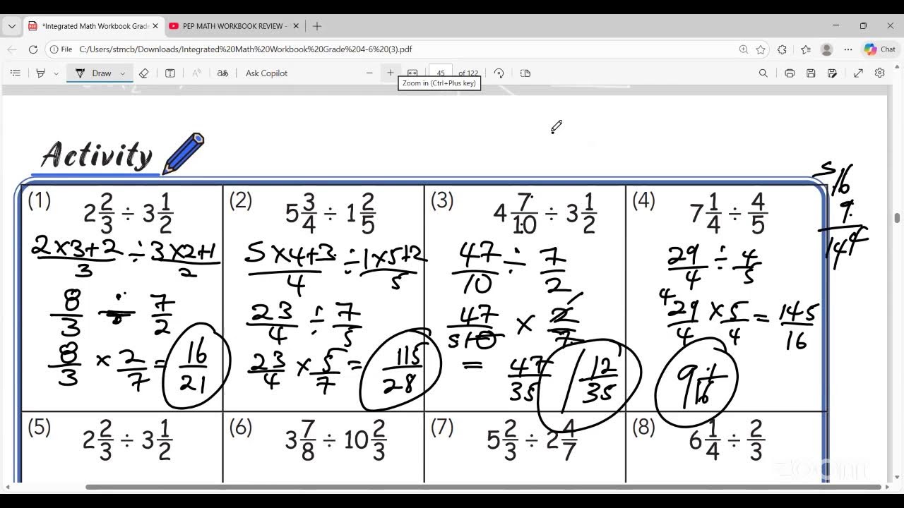 PEP MATH WORKBOOK REVIEW