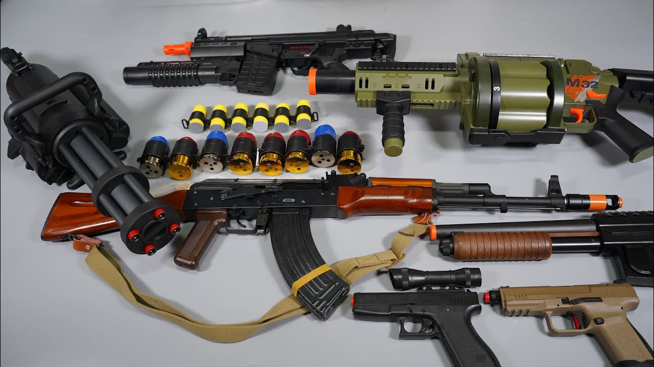 AK47 And Gatling gun Airsoft Toy Gun Grenade Launcher Nerf Gun ShotGun-Realistic Toy Guns Collection