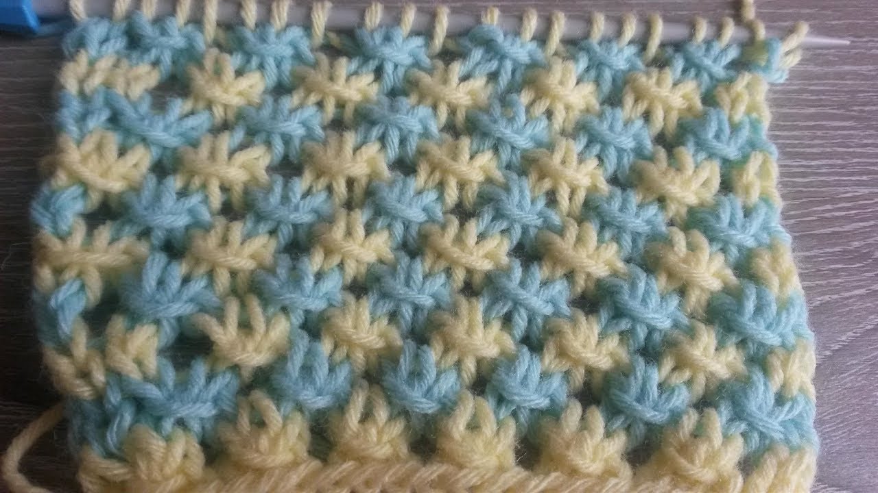 Cum tricotam model simplu si usor pentru paturele,pulovere,caciuli. Model 11. KNIT DAISY STITCH