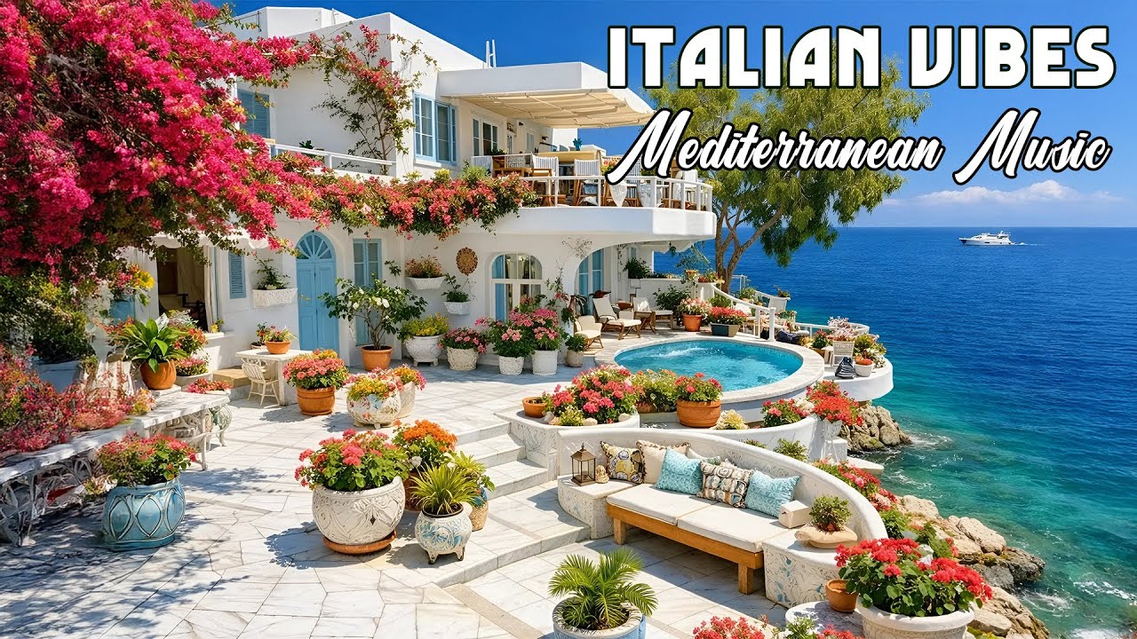 🎶 Italian Vibes & Mediterranean Music 🎶 1+ Hour Scenic Amalfi Coast & Lake Como Relaxation 4K
