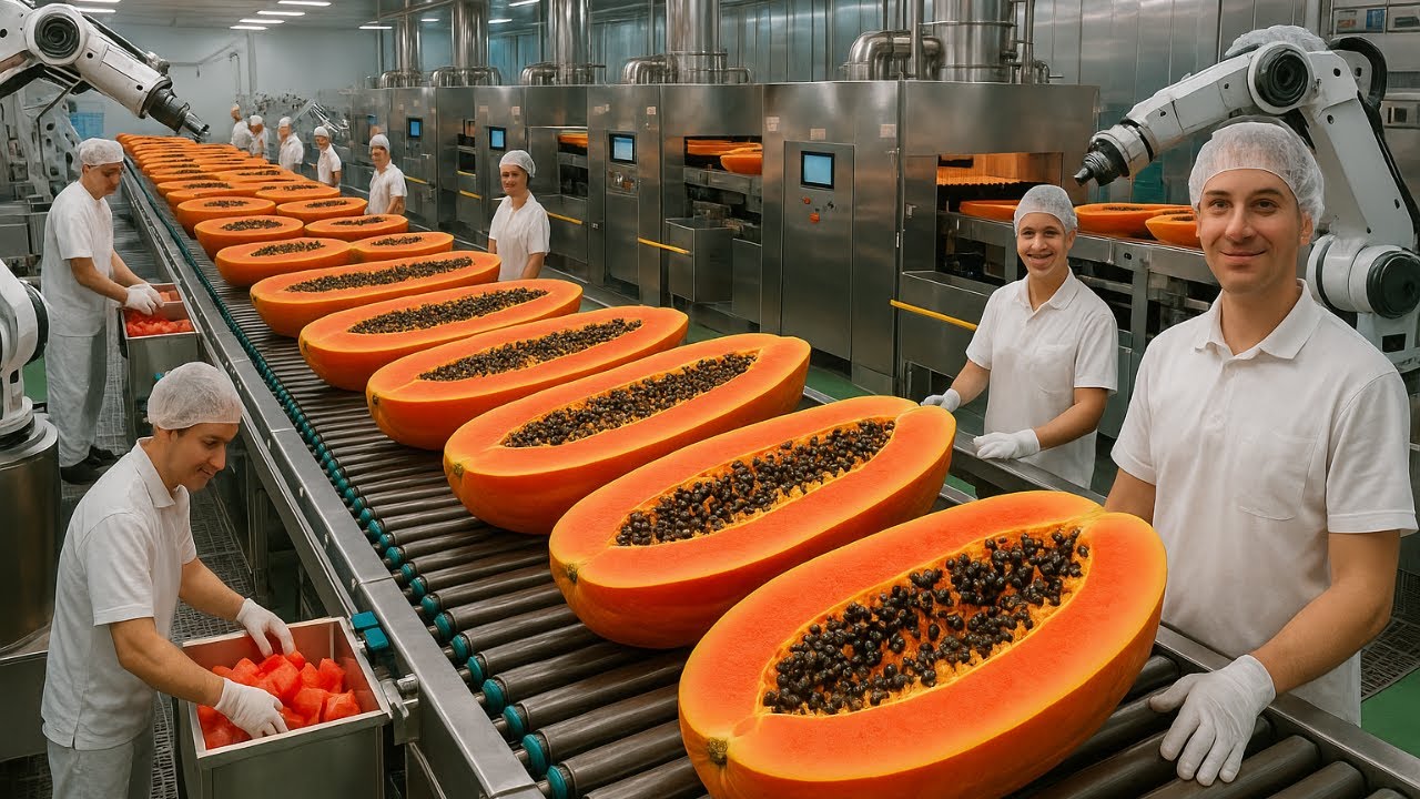 Inside a Modern Papaya Factory: From Sensor-Monitored Farm to Aseptic Sealed Pulp (Full Process)