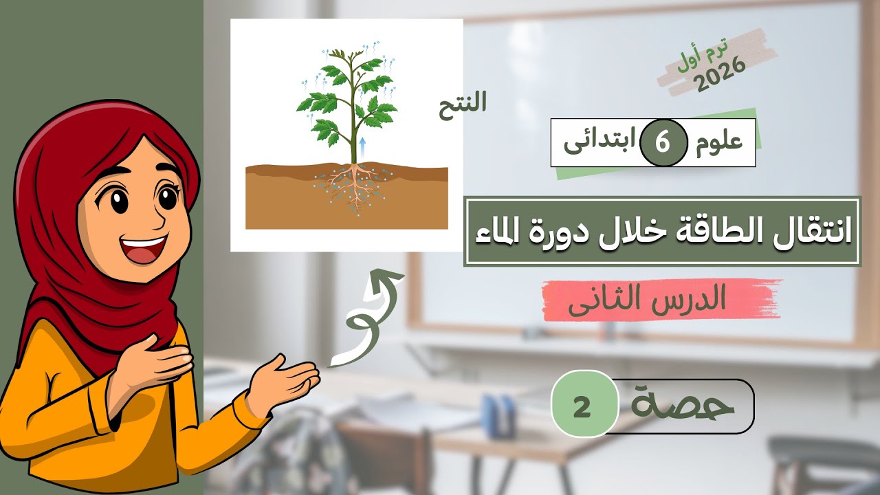 انتقال الطاقة خلال دورة الماء 🌧️💨 | الدرس الثاني علوم الصف السادس الابتدائي الترم الثاني 2026