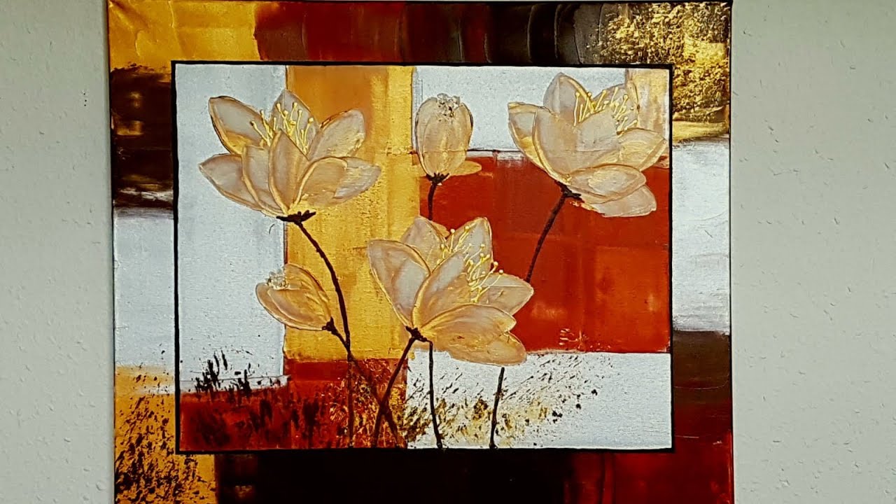 Blumen Malen Abstrakt Acryl Spachtel - Flowers Abstract Acrylic Painting Palette Knife