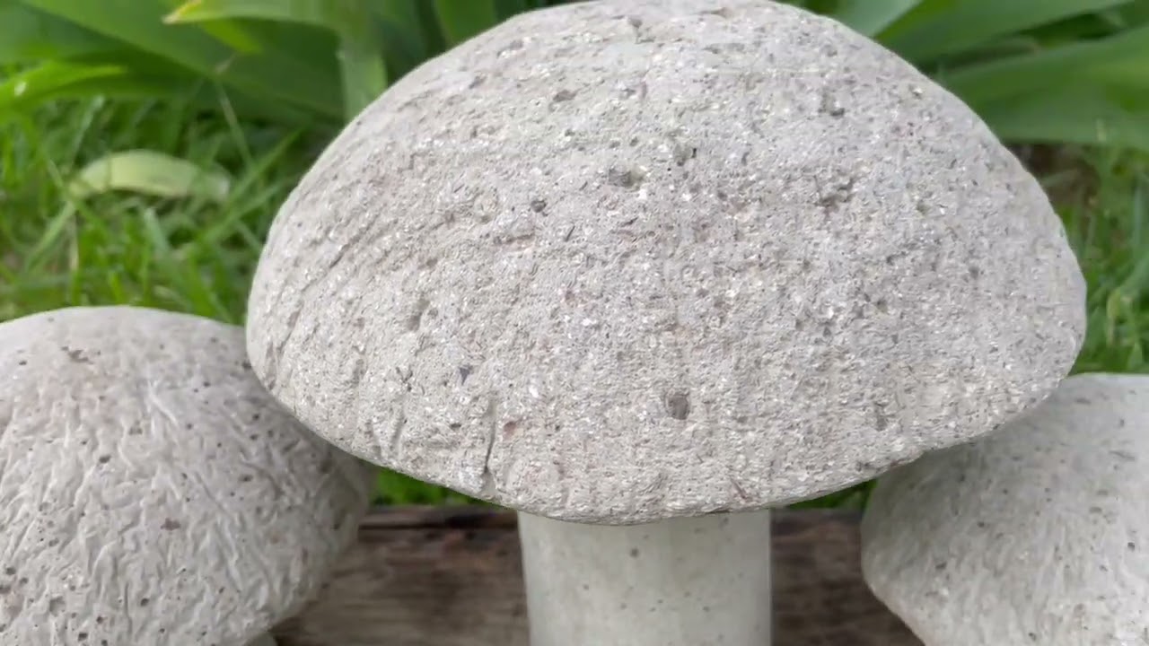 S/3 Cement Mushrooms, Hypertufa Rustic Handmade Shrooms, Lightweight Concrete, Yard Art, Toadstool