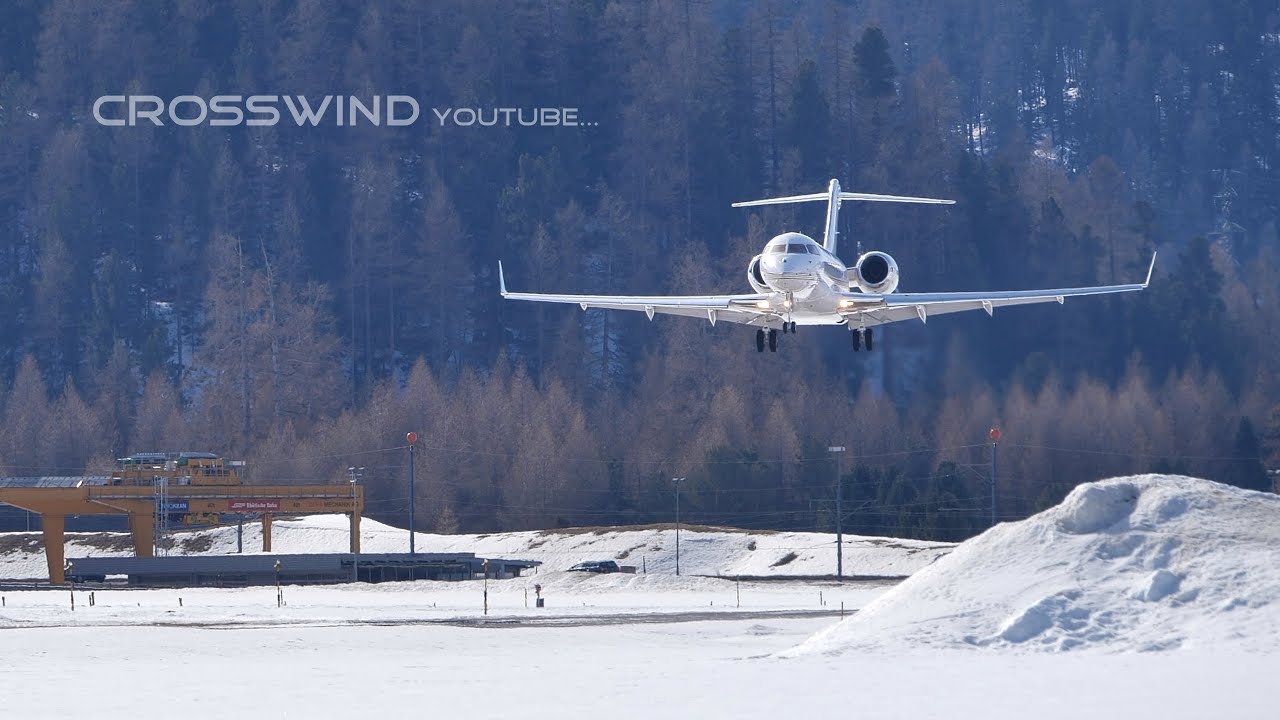 Bombardier Global 5000 | Mountain Landing & Take Off | 18.02.2024 Engadin Airport #GL5T
