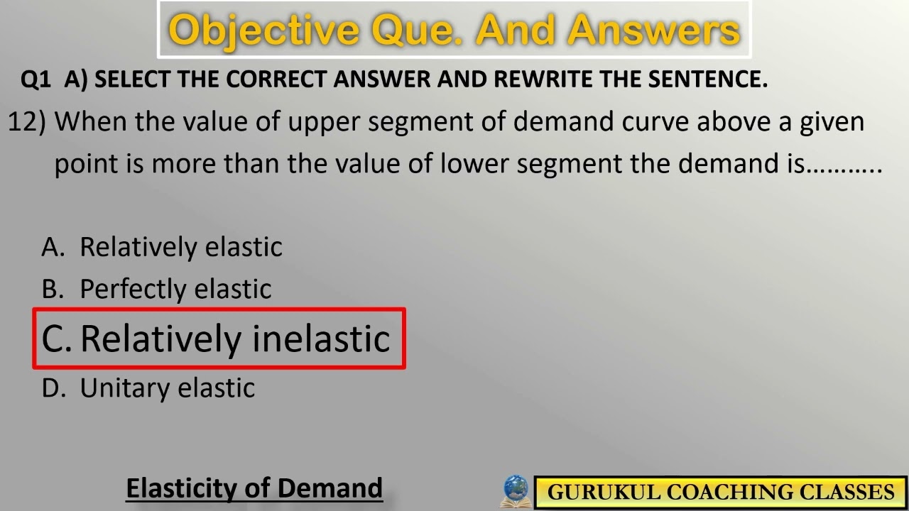 Objective for Elasticity of Demand | Economics | Class 12th | New Syllabus