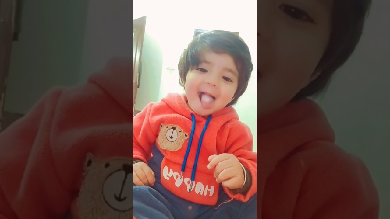 one year old baby Showing Body Parts with cute expression 