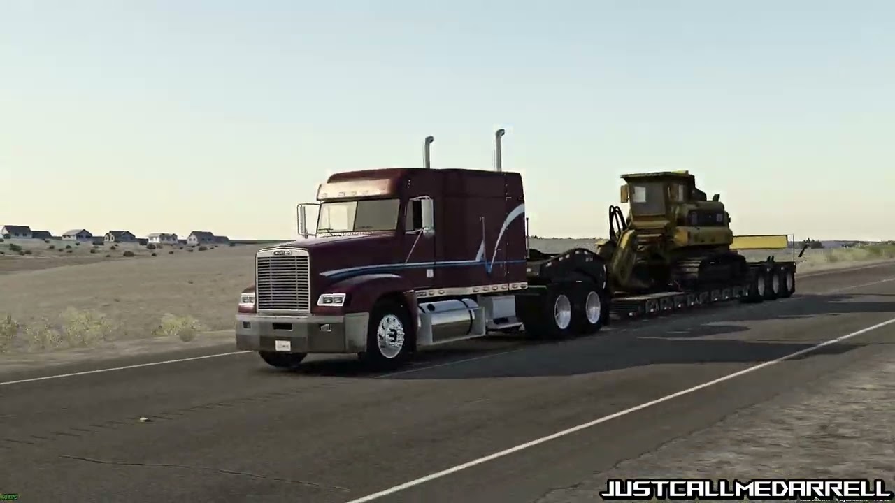 Freightliner FLD - (Hauling Stump Grinder)(700 HP Slav Jerry's CAT 3406E) - American Truck Simulator