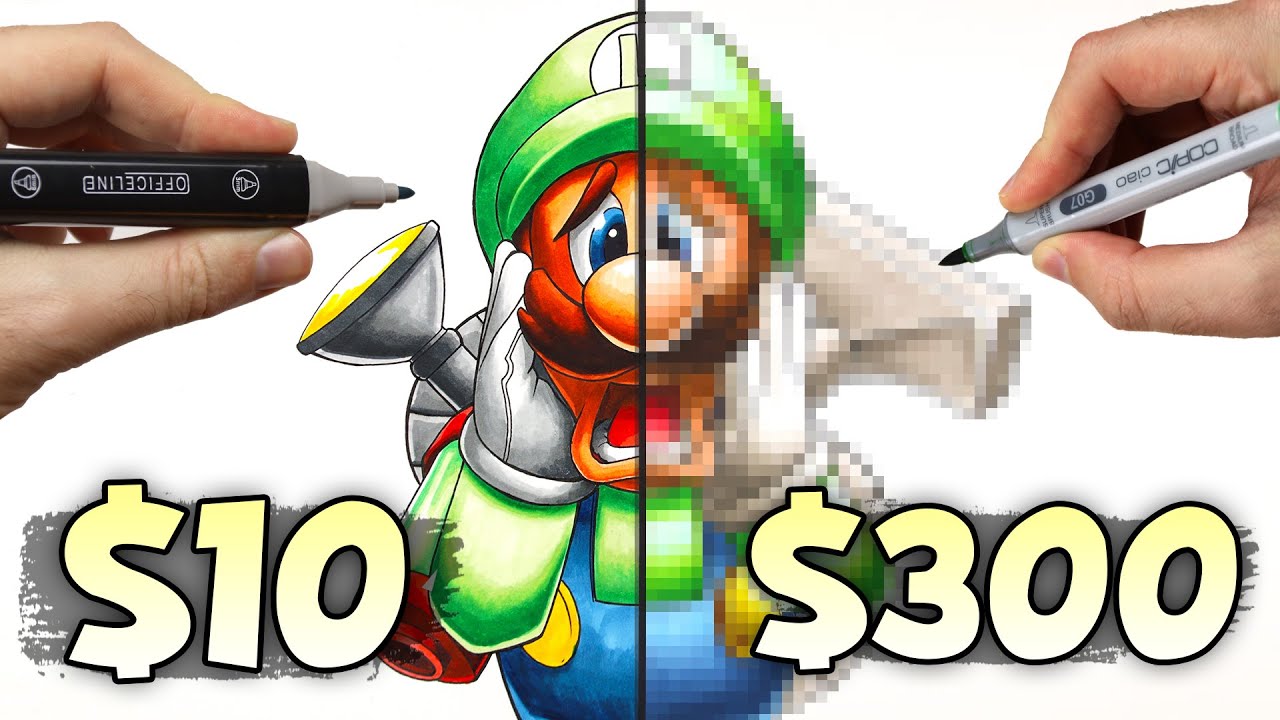 $10 vs $300 MARKER ART | Which is WORTH IT..? LUIGI