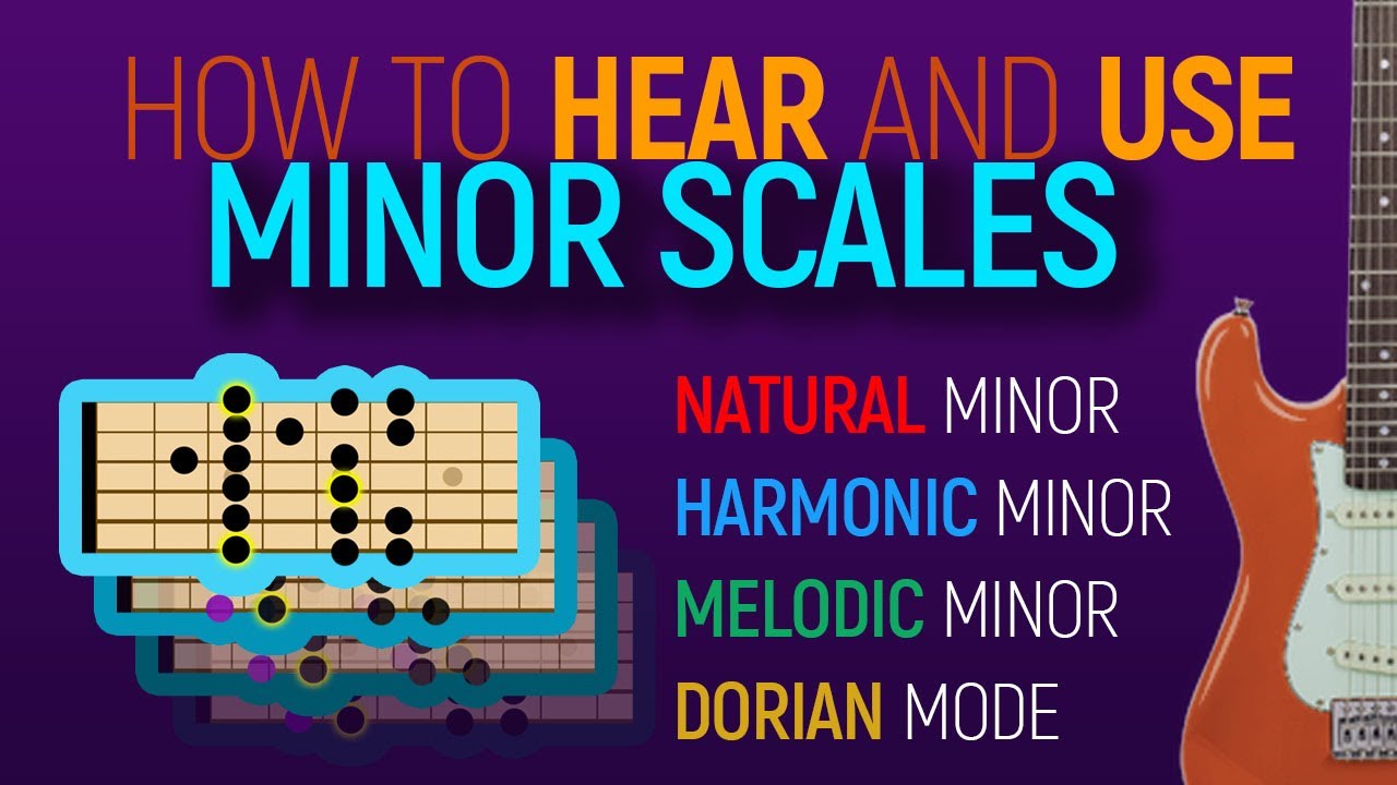 How to hear & use the minor scales on guitar (Natural Minor, Melodic, Harmonic & Dorian Mode)  EP542