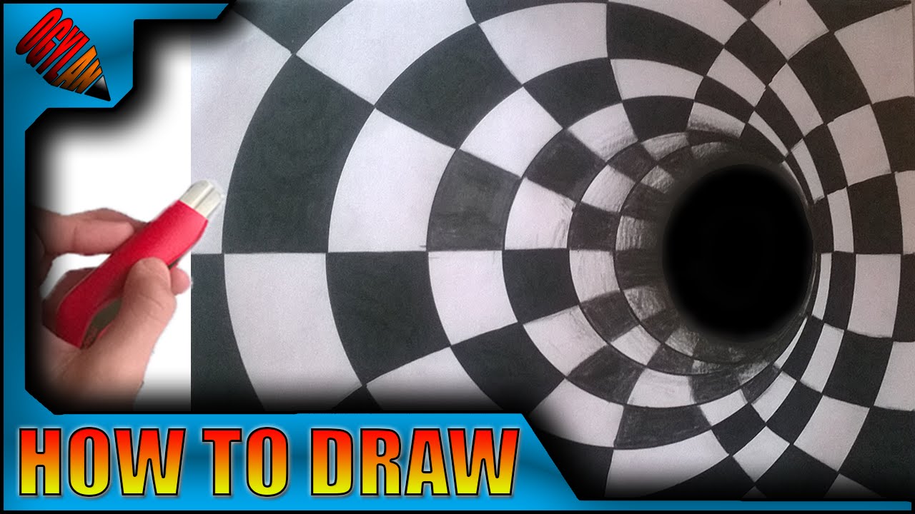 SPEED DRAWING - How to draw a 3D Optical Illusion !