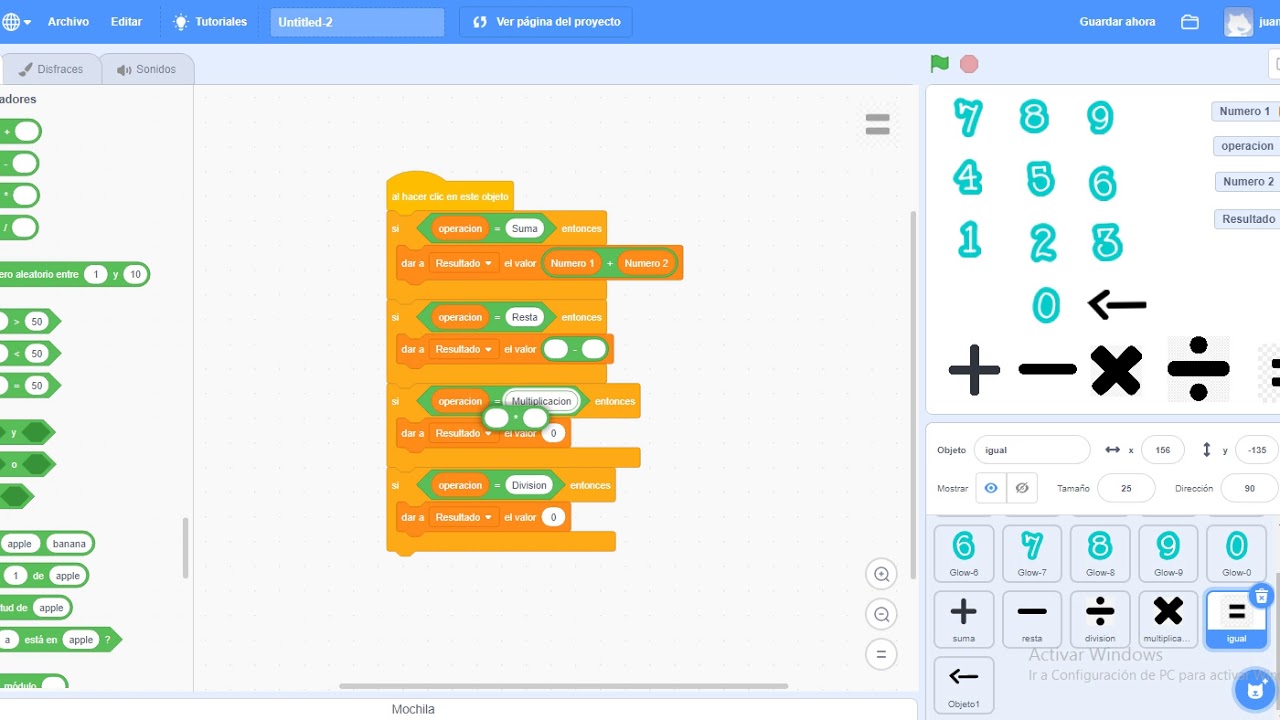 Operadores Básicos (Calculadora) - Scratch