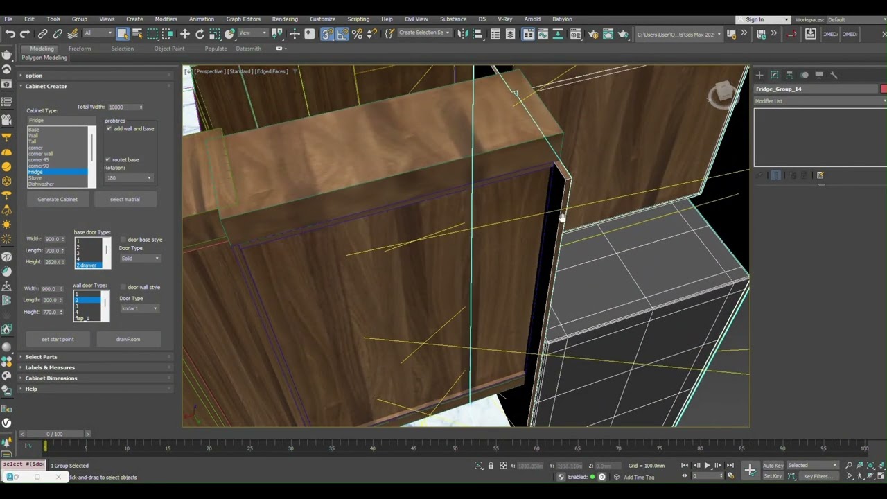 تصميم مطبخ سريع work shop 03 kitchen design 3ds max and Andromeda tools