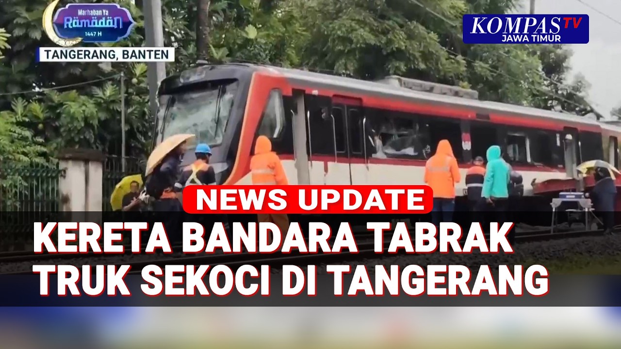 Detik-Detik Kereta Bandara Tabrak Truk Sekoci di Tangerang, Satu Gerbong Anjlok!