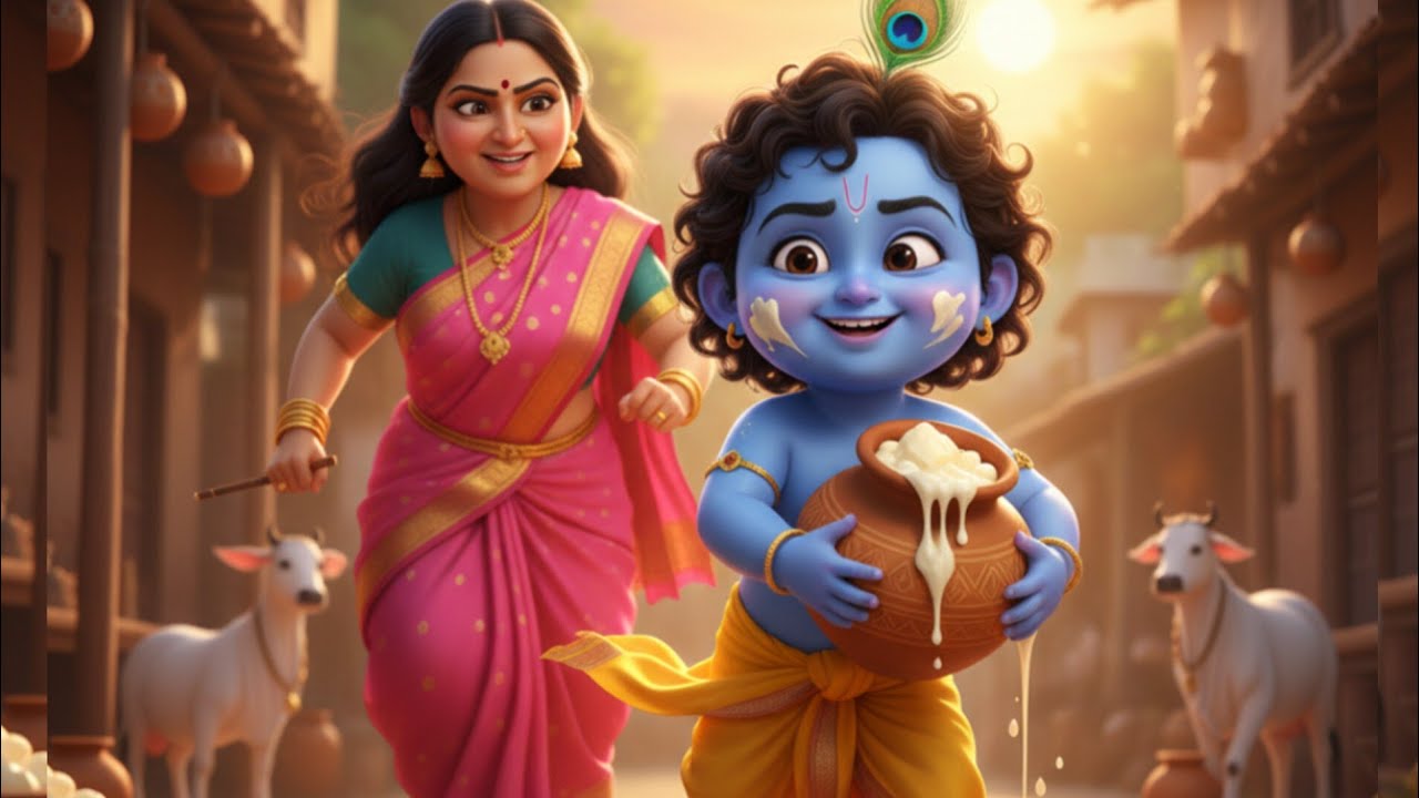 शरारती कन्हैया – मइया यशोदा की डांट | Cute Krishna Dance Song🦚Janmashtami Special Dance Song✨