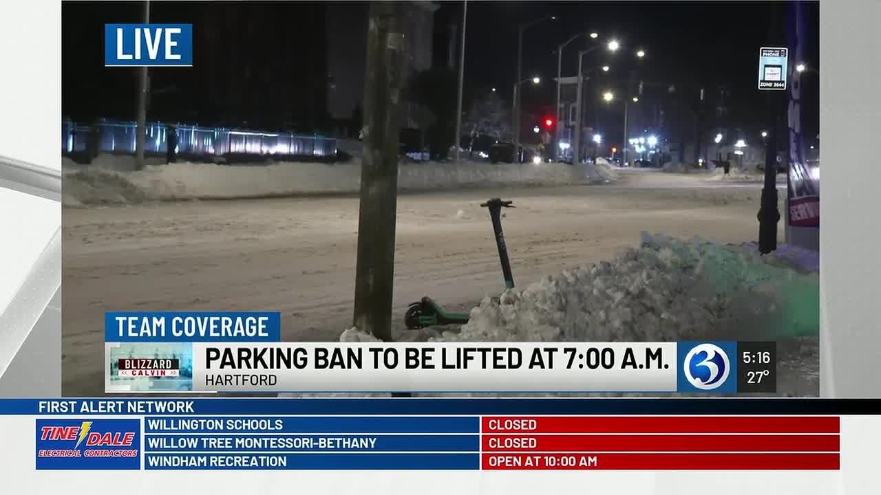 Hartford cleanup continues after Blizzard Calvin as snow banks narrow roads