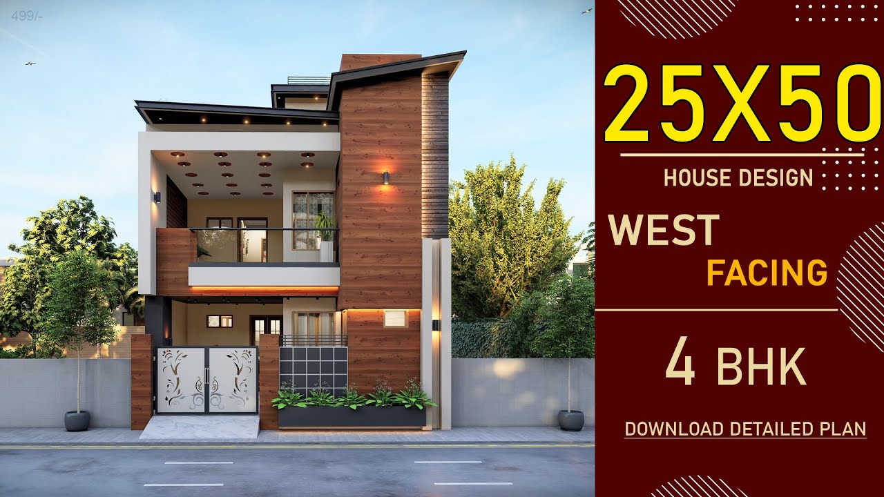25x50 West Facing House Plan | 1250 Square feet | 4 BHK | 25*50 House Design 3D | 25by50 House Plan