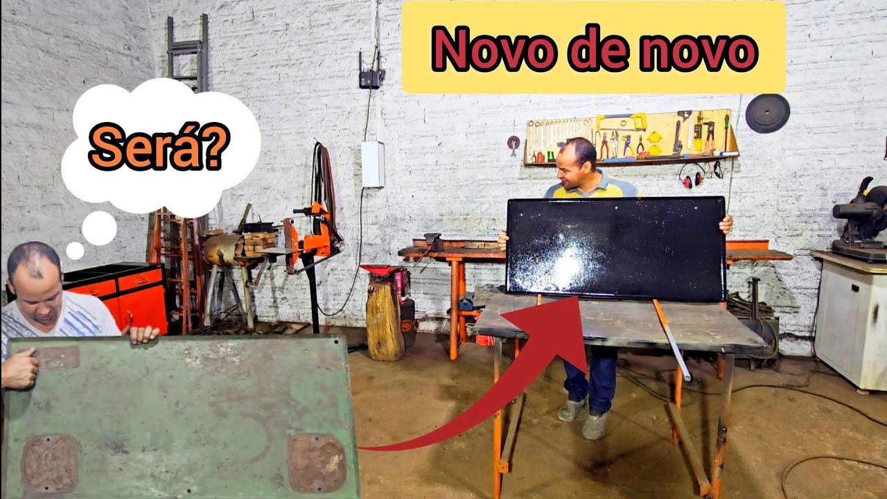 Pintura do tampo do gabinete do torno(episódio 9).