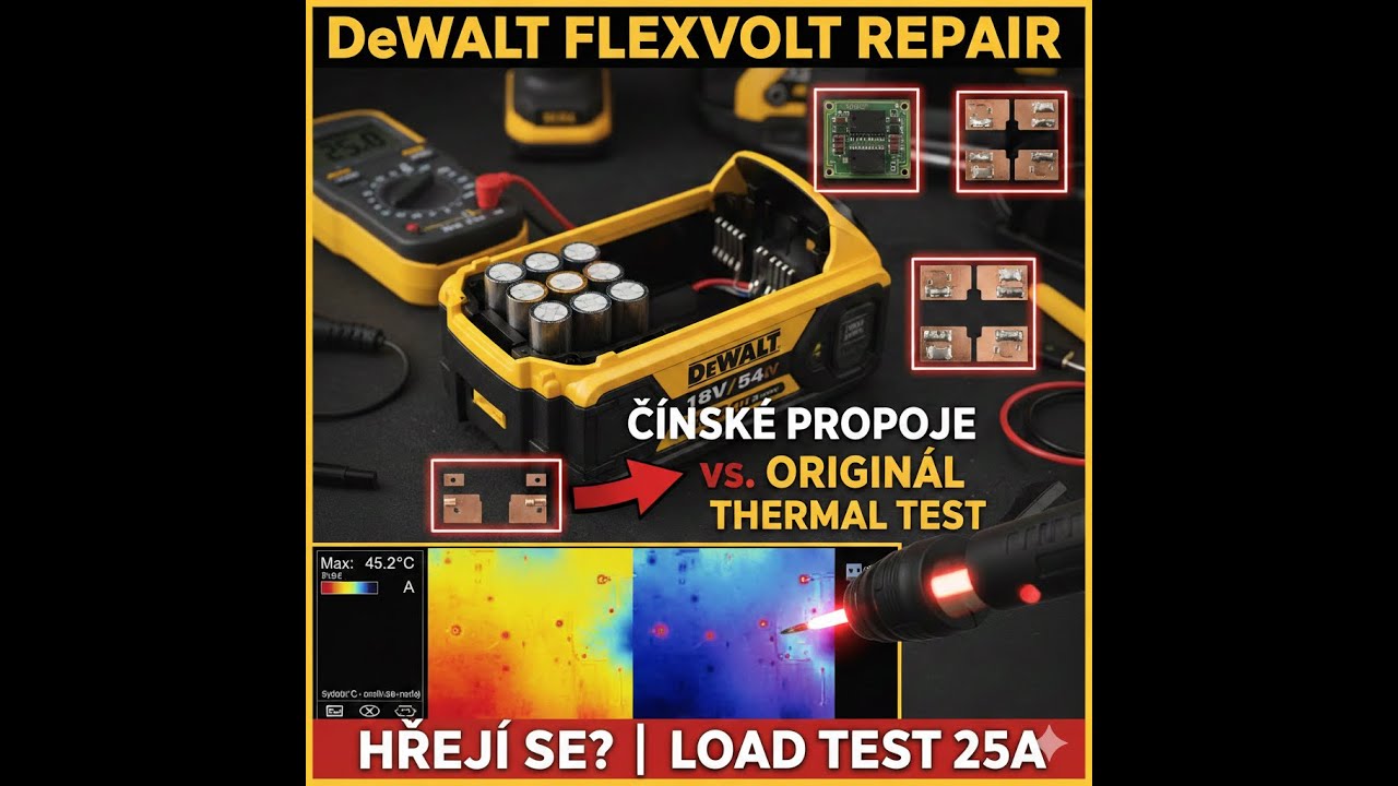 Repase DeWalt FlexVolt: Čínské propoje vs. Originál / Load Test & Thermal Analysis 🛠️ #Opam