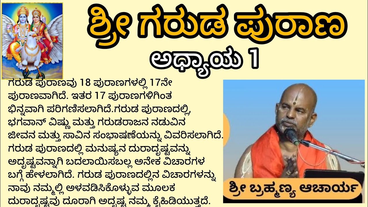 "ಶ್ರೀ ಗರುಡ ಪುರಾಣ" ಅಧ್ಯಯ - 1                            ಶ್ರೀ ವಿದ್. ಬ್ರಹ್ಮಣ್ಯ ಆಚಾರ್ಯ