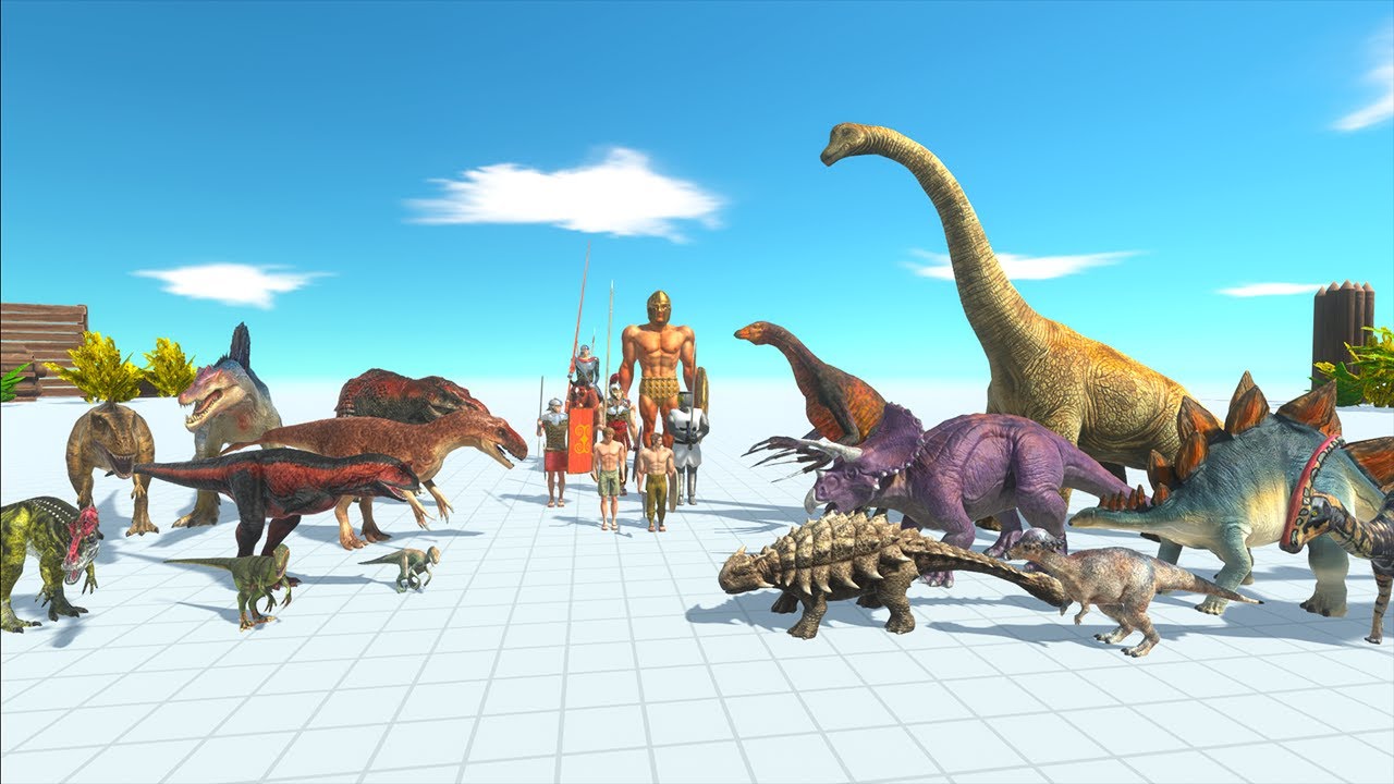 Ancient Humans VS Herbivore Dinosaurs & Cannivore Dinosaurs - Animal Revolt Battle Simulator