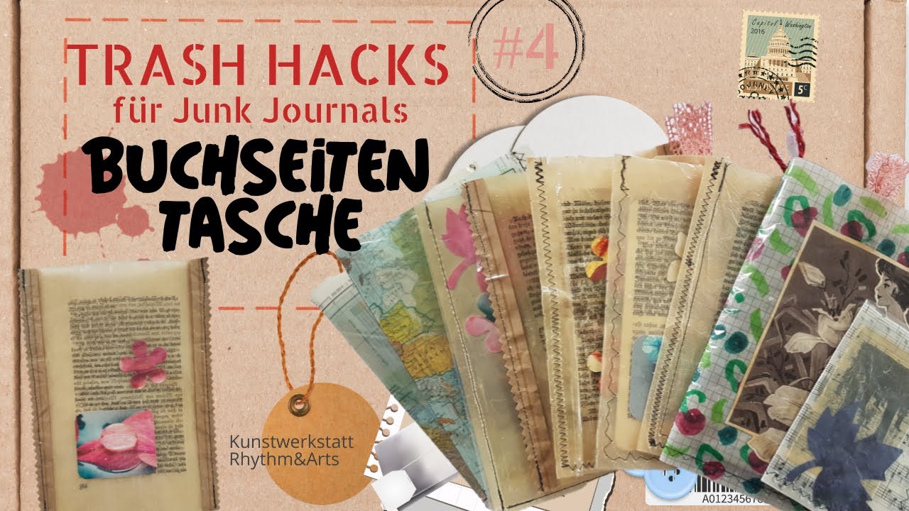 🗑️Trash Hack #4 🗑️ 📜 Tutorial Buchseitentasche 📜 mit glassinen Papieren für Junk Journal