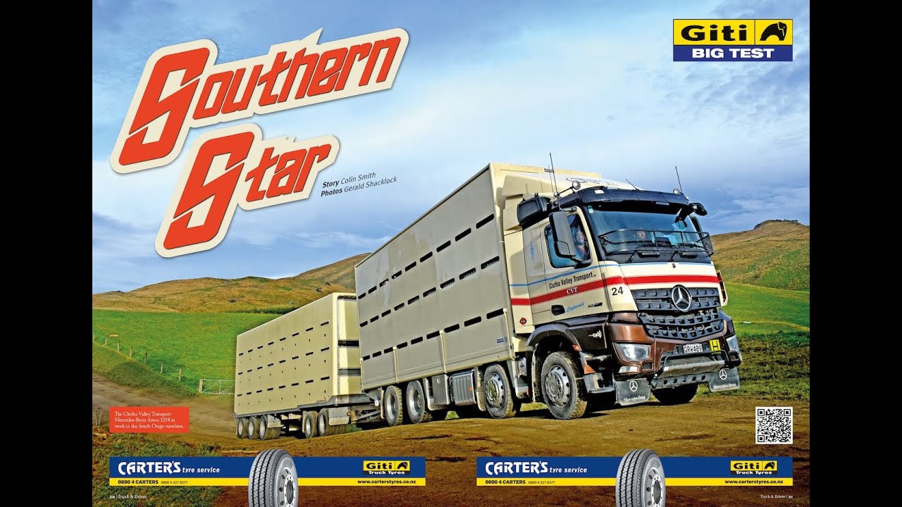 Giti tyres big test 8x4 Mercedes-Benz Arocs 3258L/52 9 axle livestock unit  Clutha Valley Transport