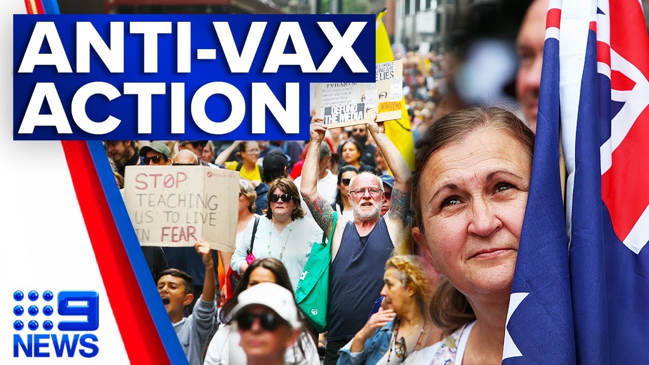 Thousands of anti-vaccine protesters gather at Sydney CBD | Coronavirus | 9 News Australia