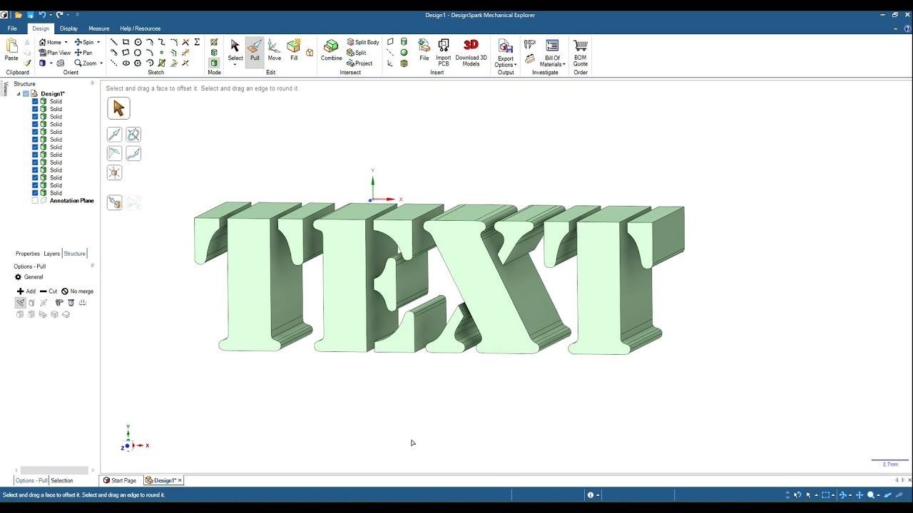 DesignSpark Mechanical Tutorial, Working with Text