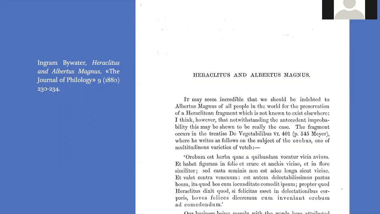 Max Bergamo su Eraclito e Alberto Magno (frammento B4 Diels-Kranz)