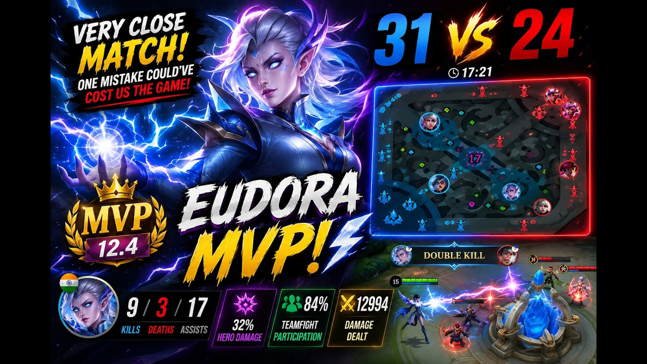 Eudora MVP! ⚡ One Mistake Could've Cost Us the Game | Intense MLBB Match