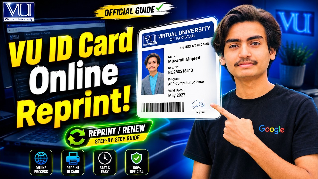 VU ID Card Print Online 2026 | Ghar Baithe Virtual University Student ID Card Renewal! 💳🔥