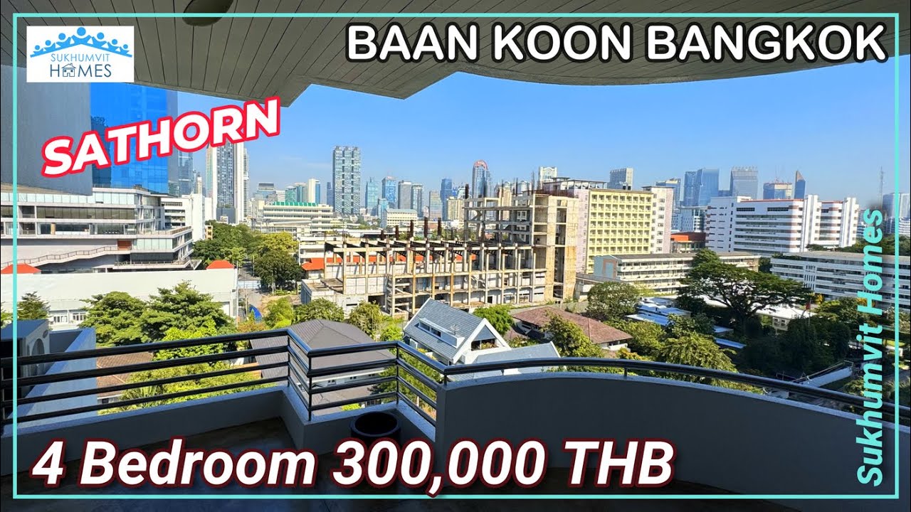 Huge Apartment Sathorn Bangkok 4 Bedroom Baan Koon For Rent 300,000 THB Monthly