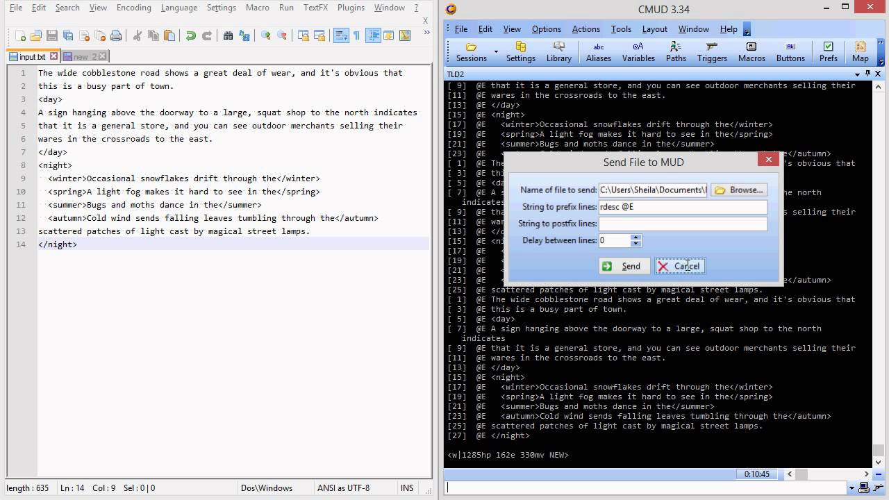 Using an input file with CMUD