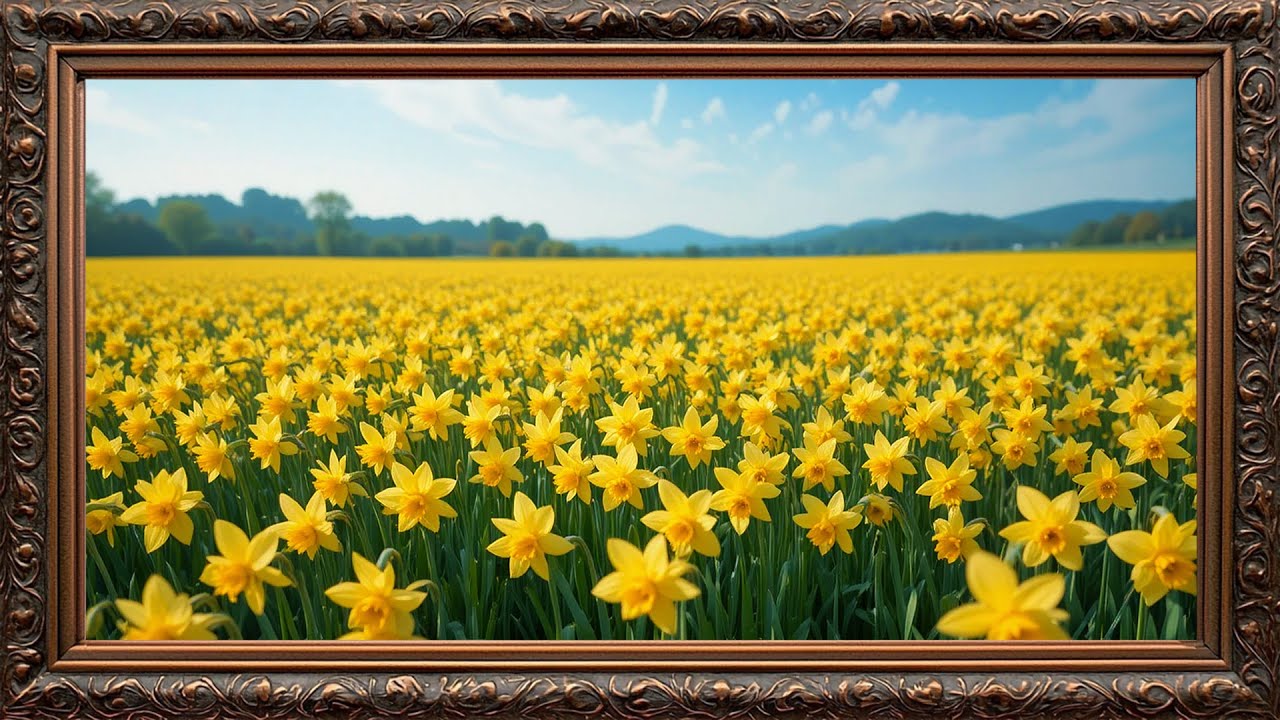 Endless Daffodil Field 🌼 | Bright Spring Landscape | Framed TV Gallery