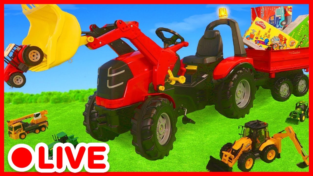 🔴 LIVE! Les tracteurs s'amusent à la ferme 🚜 Dessin animé de jouets pour enfants | Kidibli