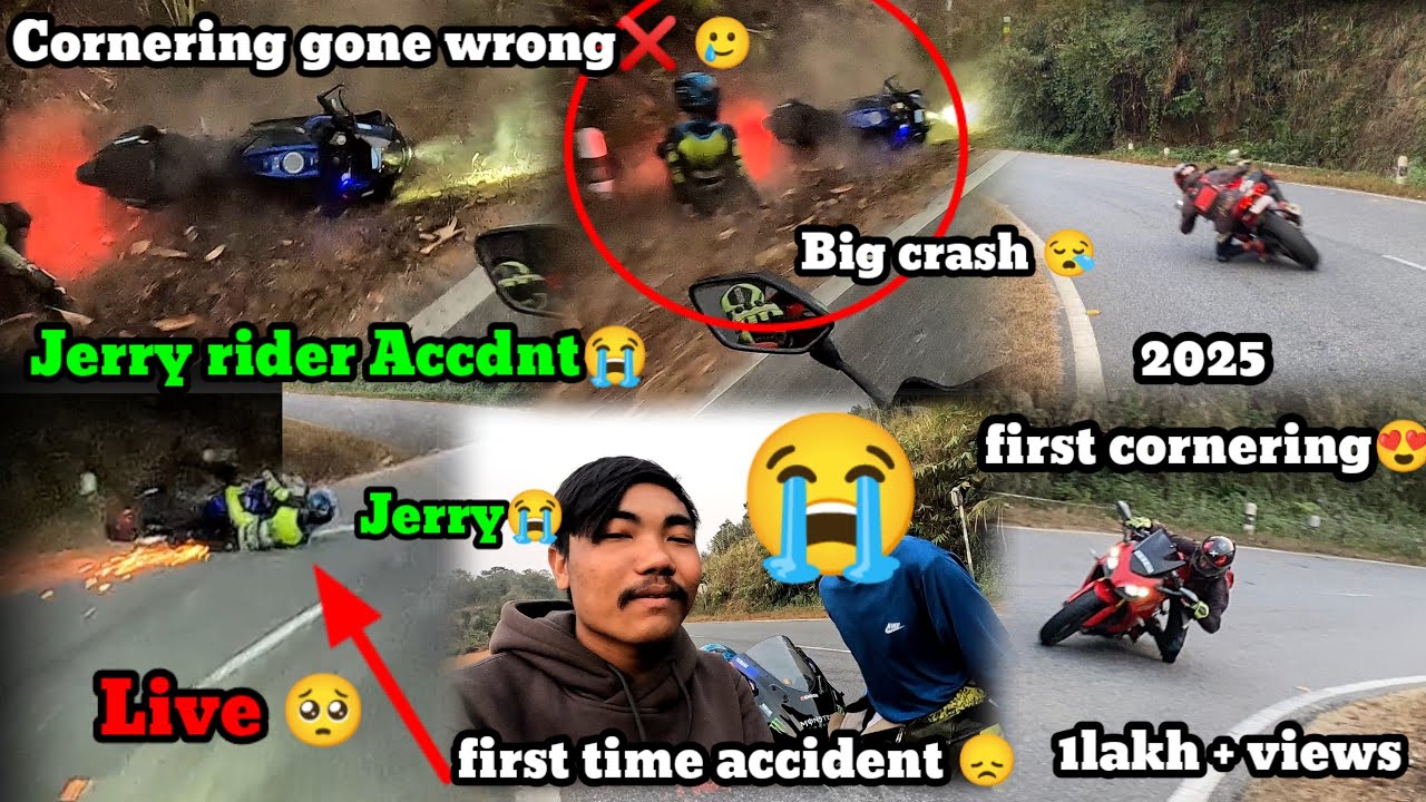 Jerry rider live crash😭|| First time cornering 2025😍 || R15M accidnt🥺Sunday ride gone wrong❌