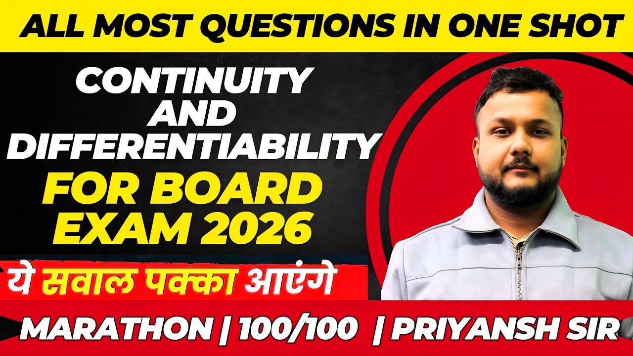 Continuity And Differentiability Most Imp Que | Board Exam 2026 | One Shot | Most Expected Questions