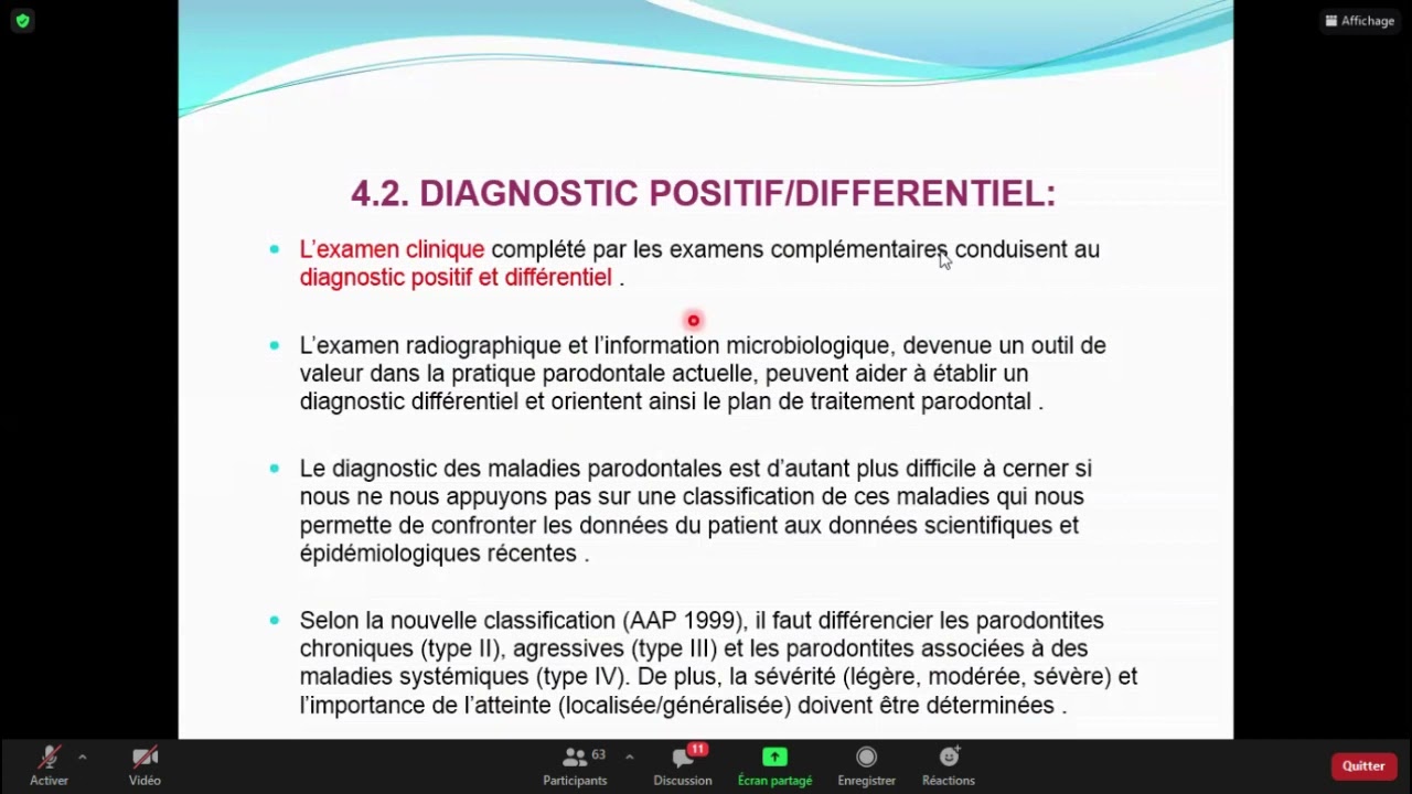 Le diagnostic en parodontologie TD 7