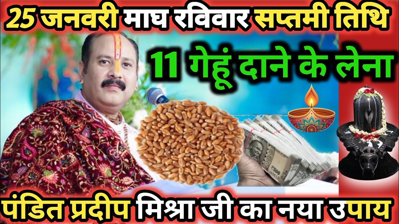 25 जनवरी माघ रविवार सप्तमी तिथि के दिन 11 गेंहू के दाने वाला उपाय जरुर करे || Pradeep Ji Mishra 