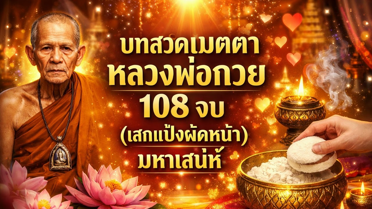 บทสวดเมตตาหลวงพ่อกวย 108 จบ (เสกแป้งผัดหน้า) มหาเสน่ห์ เจรจาสำเร็จ ผู้ใหญ่เอ็นดู #สวดมนต์