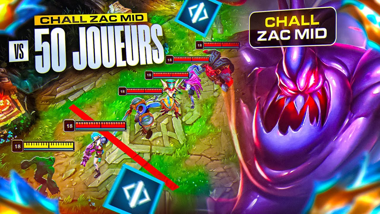 CHALLENGER ZAC MID VS 50 JOUEURS !  VOUS ALLEZ ETRE CHOQUE DES DEGATS