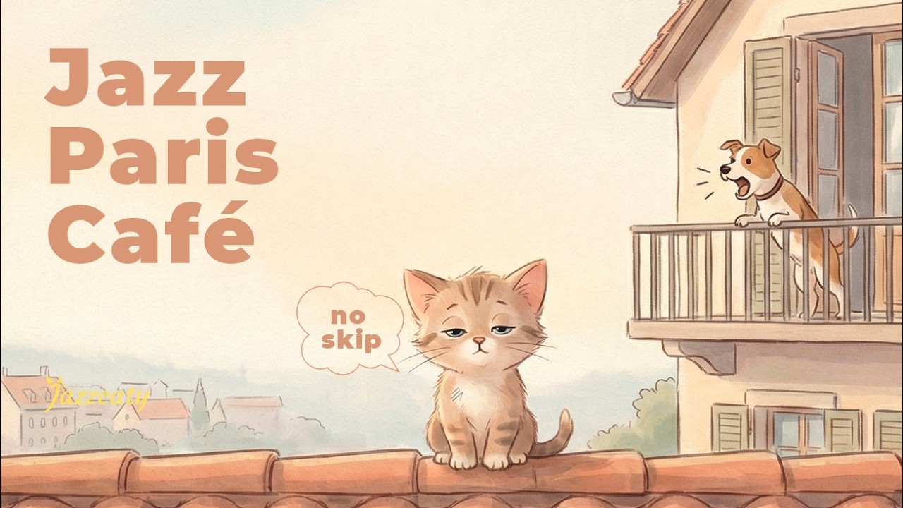 Уютное парижское утро ☕ | Jazz Paris Café & Сонный котенок 🐱 | Lo-Fi Jazz